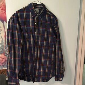 J. Crew Blue and Red Casual Button Down Shirt